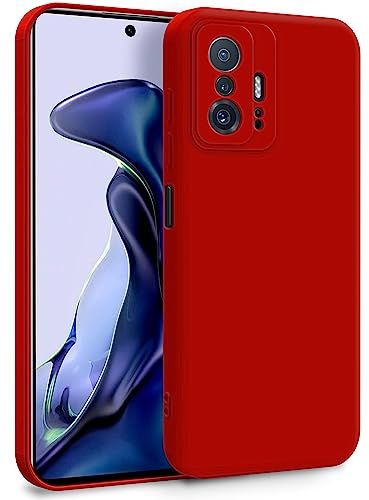 MyGadget TPU Case for Xiaomi 11t Pro | Xiaomi 11t - Cover Dual Layer with Camera Protection | Inner Lining - Soft Touch Rubber & Anti-Scratch Shell Red