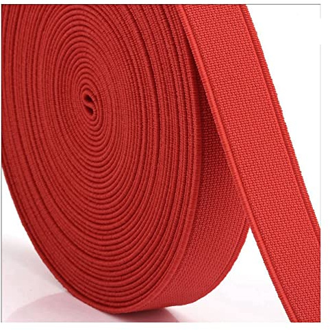 SHTGOI Flache Gummibänder 16m Bunte Elastische Bänder Stretchband zum Nähen Leinwandbindung Verschlüsseltes Gummiband für DIY Handwerk Taillenbänder Bekleidung Schuhherstellung 1.5cm Rot