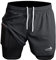 Herren Laufshorts 2 in 1 Shorts Gym Athletic Shorts Outdoor Marathon Workout Trainingsshorts Schwarz 2XL