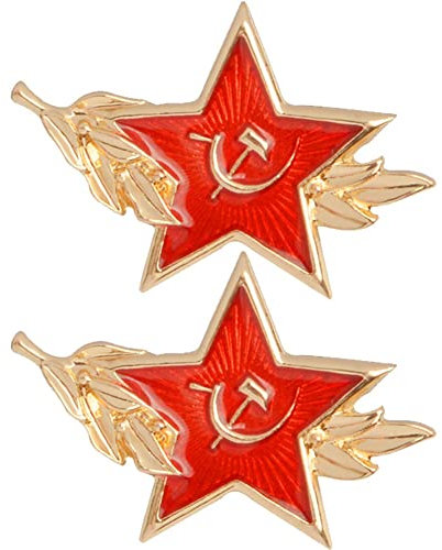 Hrippy Retro UDSSR Symbol Emaille Pin 2pcs Sowjet CCCP Red Star Sichel Hammer Symbol Brosche Metall Pin Abzeichen Für Den Kleidungsrucksack