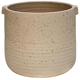 Ivyline Aurora Terrazzo Pflanzgefäß mit Griff, in Haferflocken, Premium-Qualität, wasserdichter Zimmerpflanzentopf für den Innenbereich, mit Griffen, 17 x 19 cm (H x T)