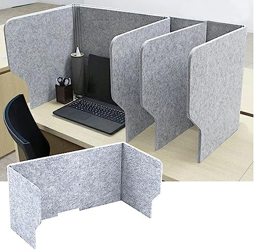 SAGIDAR Schreibtischteiler Akustik Trennwand, Wand Für Schreibtisch Filz Grau, Tischtrennwand Aus Filz 60/80/100cm, Dreiseitige Ausführung, Optimiert Die Raumakustik, Faltbar Leicht Zu Tragen