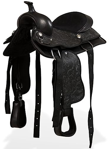 SKM Western-Sattel, Halfter & Brustblatt Echtleder 13 Schwarz, Weight: 6.52 kg, 91356