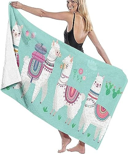 Mikrofaser Strandtuch, Strandtuch 3D Cartoon-Tier-Alpaka 70 X 150 cm, Schnell Trocknendes Und Ultraleichtes Für Den Strand, Tragbares Reisehandtuch Für Fitness, Yoga, Sauna -9L3Q