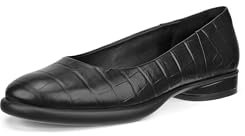ECCO Women's Sculpted Luxe Ballerina Ballet Flat, Black Reptile Print, 10-10.5