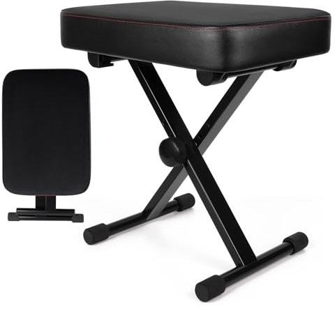 AIYIBETY Klavierbank, klappbarer Klavierhocker, bequemer Memory-Foam-Klaviersitz, verstellbarer Klavierstuhl mit Flanell-Oberseite, gepolsterter Tastaturbank, rutschfester Design-Tastaturhocker