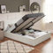Home Treats Ottoman Bed Frame King Size White 135 x 200cm | Cream Storage Bed 5ft | Upholstered Storage Bed Plush Bouclé Fabric (No Mattress, King Size)
