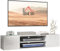HOMCOM TV-Möbel zum Aufhängen, moderner Stil – 2 Schränke, 2 Kabeldurchführungen und 2 zentrale Fächer, 140 x 30 x 30 cm, Weiß