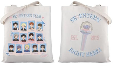 MYSOMY Korean Band 17 Gift Seventeen Canvas Tote Bag K-POP Music Lover Gift K Pop Shoulder Bag Kpop Group Merch, 17right Here Tb, 13.7inch*15.7inch