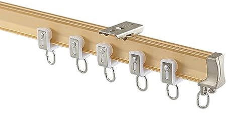 Rail de rideau en aluminium pour baie vitrée, rail de rideau de plafond flexible, barre de rideau courbée diviseur de pièce pour douche, balcon, hôtel, camping, baie vitrée (or rose, 4