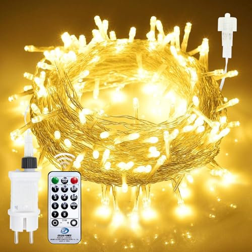 Auting Led Lichterkette, 23M 200 LEDS Lichterkette innen warmweiß mit Fernbedienung Timer 8 Modi, IP65 Wasserdicht für Innen und Außen,Niederspannung, Lichterkette für Party Weihnachten Garten Zimmer