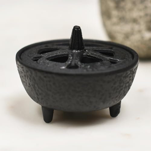 Traditional Cast Iron Incense Burner in Midnight Black Finish