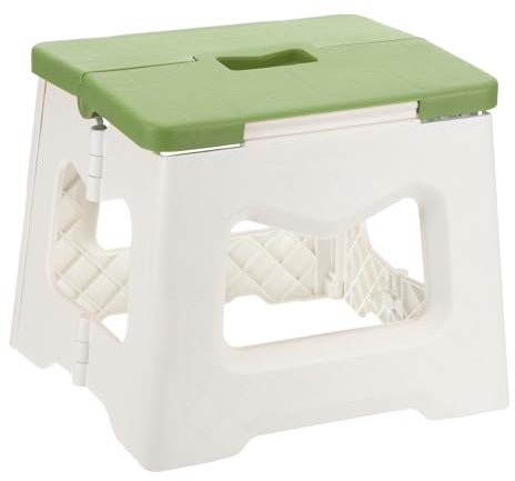sourcing map Marchepied pliable de 20,3 cm pour adultes, capacité de 74,8 kg, tabouret antidérapant avec poignée, petit marchepied pliable, vert pour salle de bain, chambre à coucher, cuisine