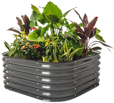 UNIGARDIA Hochbeet aus Metall 150x60x43 cm - Modulares 4-in-1 Hochbeete-Kit - Rostfreie Hochbeete für Garten aus Premium Zn-Al-Mg Stahl - Min. 20 Jahre Lebensdauer - 43 cm Hoch Gemüsebeet, Anthrazit