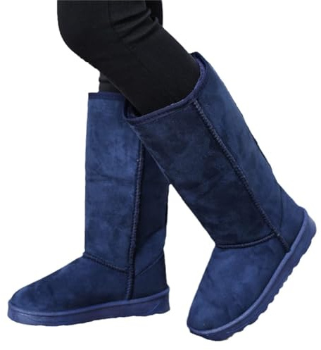 Agiyenna Stivali da Donna Foderati in Peluche Scarpe Basse Stivali Scamosciati Stivali Caldi Comodi e Morbidi Stivaletti Impermeabili Slip-on Tinta Unita Invernali Casual Stivali da Neve Antiscivolo