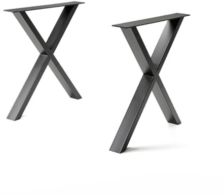 iWerk® – Tischbeine in X-Form Schwarz | Gefertigt aus hochwertigem Stahl | Geeignet zur Anbringung an Tischplatten | Stabil & Langlebig | Schwarze Beine für deinen Tisch (X70)