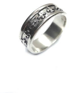 Sterling Silber Ring Band Lilie 8mm Breit Solid Punziert 925