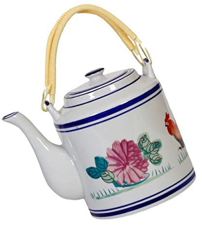 Théière Coq en Céramique Blanche 700ml Vintage pour Maison Bureau | Poignée Confortable, Remplissage Facile, Nettoyage Simple, Style Élégant Rétro, Usage Personnel, Format Pratique