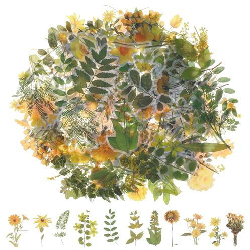 Tyqour 120 Stück Blumen Scrapbooking Aufkleber Vintage Pflanzen Aufkleber Blumen Sticker Bunte Blumenaufkleber Transparente Flower Stickers für Scrapbook,DIY,Fotoalbum,Tagebücher,Laptops,Handwerk