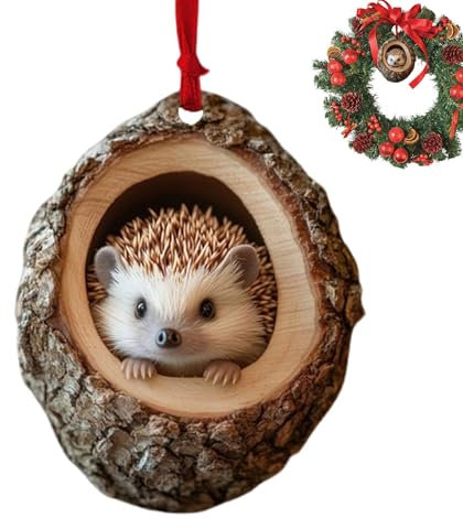Weihnachtsbaum-Tieranhänger,Tier-Weihnachtsschmuck - Niedlicher 2D-Weihnachtsanhänger aus Acryl mit Tiermotiv -, Eule, Eichhörnchen, Igel, Vogel, Tierwelt, Ornamente für Zuhause, Rucksa
