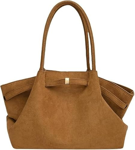 Suede Tote Bag, Wildleder Handtasche Damen Groß Suede Bag Tote Bag for School, Tasche Beuteltasche, Vintage Shopper Bag Tragetasche (Brown)