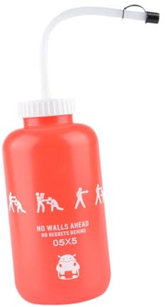 JISADER Botella de Agua Deportiva, Botella de Fitness, 1 l, Flexible, de Tubo Largo, para Boxeo, Rojo