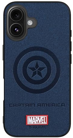 SKLNZU Hülle für iPhone 16 Plus mit Superheldencharakter für iPhone 16 Plus, Lederhülle, Blau (Kapitän)