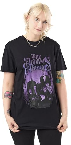 Vanilla Underground The Addams Family Unisex Black Portrait Graphic Tee | Short Sleeved T-Shirt | Classic Gomez Morticia Wednesday Pugsley Design