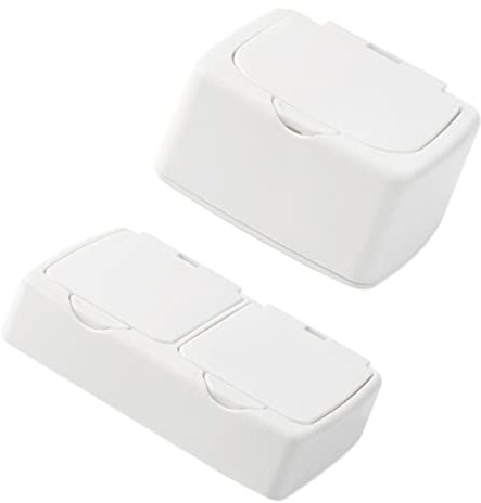 GRIRIW 2stücke Schreibtischbehälter Wattestäbchenspender Aufbewahrungsbox Für Kleine Kleinigkeiten Gadget-etui Transparentes Kunststoff Design Mit Klammern Zahnstocher Und Tupfern Platz f