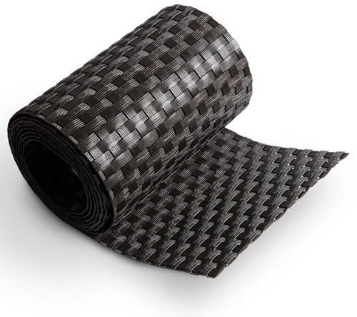 MAKA Sichtschutzstreifen Polyrattan 255 x 19 cm – Zaun Sichtschutz in Rattan-Optik, UV-beständige Balkonverkleidung, Wetterfeste Sichtschutzmatte für Garten, Terrasse (Dunkelbraun)