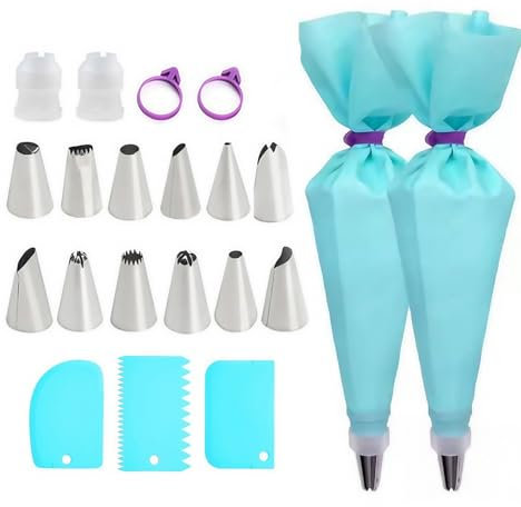Heanvmyss Set Poches à Douille,21 Pièces Douille Patisserie en Acier Inoxydable,Sac Réutilisable de Décoration de Gâteau avec Coupleurs et Grattoirs pour Cupcake,Biscuit,Dessert,Pâtisseries Maison