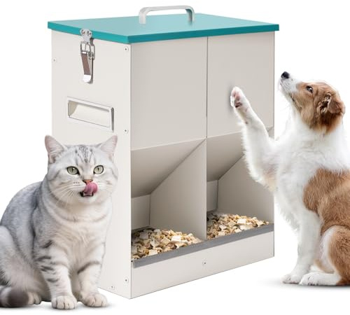 MUALROUS 10L Automatic Cat Feeders 2 Cats, Dual Gravity Outdoor Dry Food Dispenser Double Cat Feeder Automatic pet food dispenser for Pet Feeder for Dogs