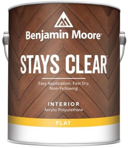 Benjamin Moore Stays Clear Interior Acrylic Polyurethane, Dead Flat, Clear Coat 1 Quart (0.94L)