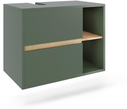 Vicco Mueble bajo Lavabo Viola, Verde/Artesano, 80 x 60 cm con 2 cajones