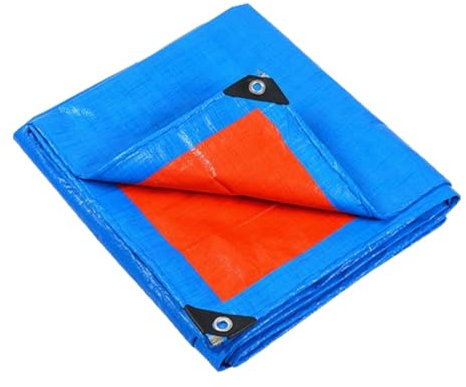 Lona impermeable de 4 x 8 m, color azul, con ojales, resistente, 140 g/m², cubierta de poliéster multifuncional para camping, exteriores y construcción