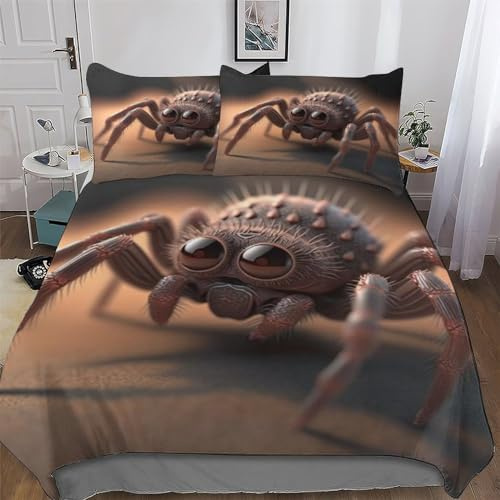 AASWDDS Spinne Bettwäsche 3D Bettbezug Für Jungen Mädchen 2 teilig Bettbezüge Atmungsaktive Mikrofaser Deckenbezug Mit Kissenbezug Single(135x200cm)