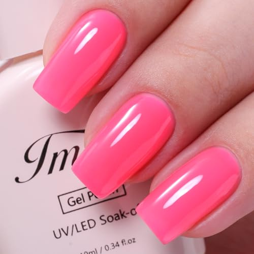 Imtiti Hema-Free Hot Pink Gel Nail Polish 10ml - UV LED Soak-Off Neon Bubblegum Pink Nail Gel, Salon-Grade Long-Lasting 28+ Days Bright Pink for DIY & Pro Manicures