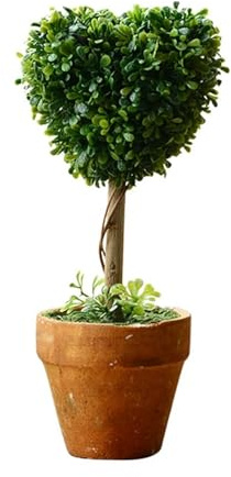 2026 8 Large Boxwood Heart Shaped Pot Mini Artificial Green Perfect for Home Garden (Green, 21cm)