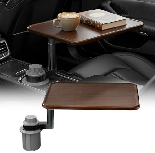 Autotisch für Laptop, Getränkehalter mit 360°-Drehung – Laptophalterung aus Holz für das Auto, Autotisch und Tablett für das Auto, kompatibel mit Tesla-Modellen,Ford und den meisten anderen Fahrzeugen