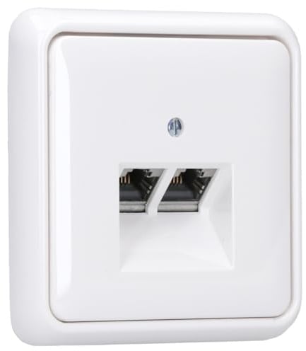 JUNG Serie CD Cat.6A Doppel-Netzwerkdose Alpinweiß | mit Cat.6A UAE-Anschlussdose, CD569-2UAWW Abdeckung, CD581WW Rahmen 1-fach