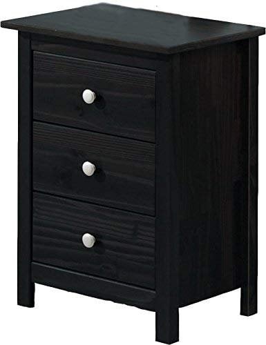 Moblit Mesita de Tres cajones Madera de Pino Macizo Color Wengue Seria Alme Medidas (63 x 43 x 35) cm (AltoxAnchoxFondo)