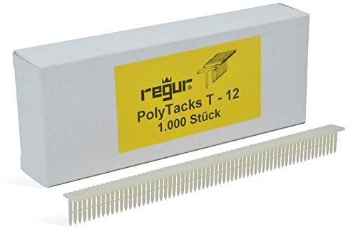REGUR PolyTacks T-12 Plastik T-Stifte in der Länge 12mm - 1.000 Plastikklammern für die Holzetikettierung und Forstwirtschaft