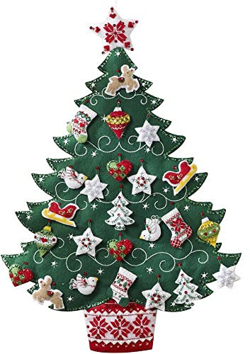 Bucilla Nordic Tree Advent Calendar Felt Applique Kit, 17x24, 17 by 24-Inch