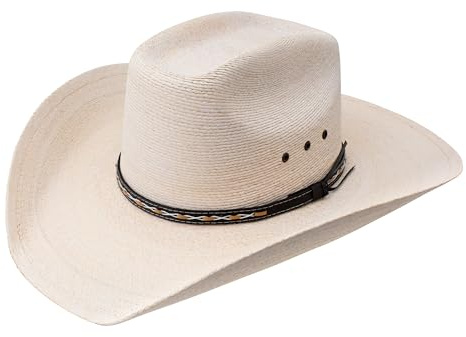 Stetson Square Eyelets Straw Cowboy Hat, Natural, 7