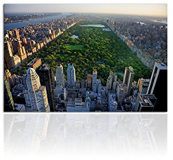 Paul Sinus Art Leinwandbild Manhattan Central Park 120x80cm. Handgefertigt. Leinwand und Holzkeilrahmen.Qualität aus Deutschland!