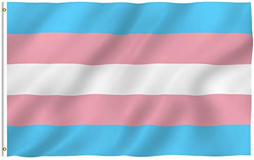 Anley Fly Breeze 3x5 Fuß Transgender Flagge - Lebendige Farbe und UV-beständig - Canvas Header und doppelt genäht - Rosa Blauer Regenbogen Flaggen Polyester mit Messingösen 3 X 5 Ft