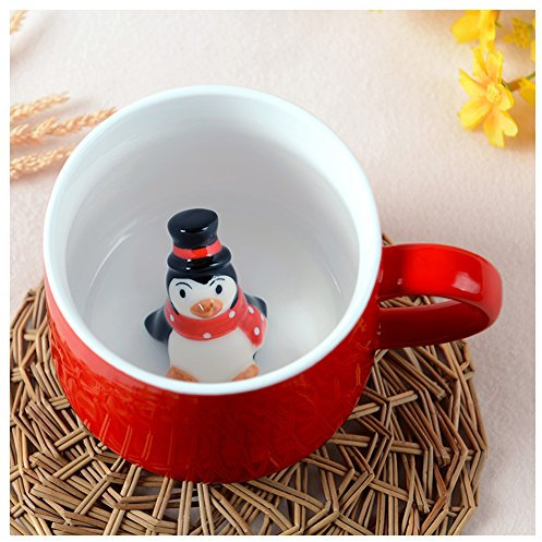 Tasse à lait 3D en céramique avec motif animal de Noël