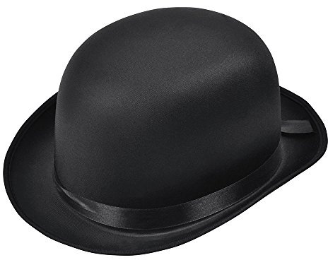Bristol Novelty BH493 Head Accessory | Bowler Hat Satin Finish | 1 Piece | Black | One Size-Adult, unisex