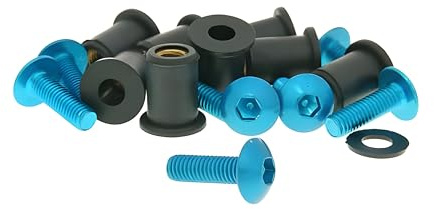 Aluschrauben Muttern Set M5x16 blau - 8 Stück