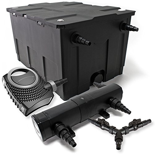 SunSun Komplettset: CBF-550 Teichfilter bis 60000 L Teichfilteranlage als Durchlauffilter, NEO10000 SuperECO Teichpumpe 10000l/h 80W, CUV-224 Teichklärer UVC Klärer mit 24W, Y-Verteiler
